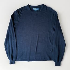 Polo Ralph Lauren Sweater Polo Large Navy Cotton Pullover Collared New York